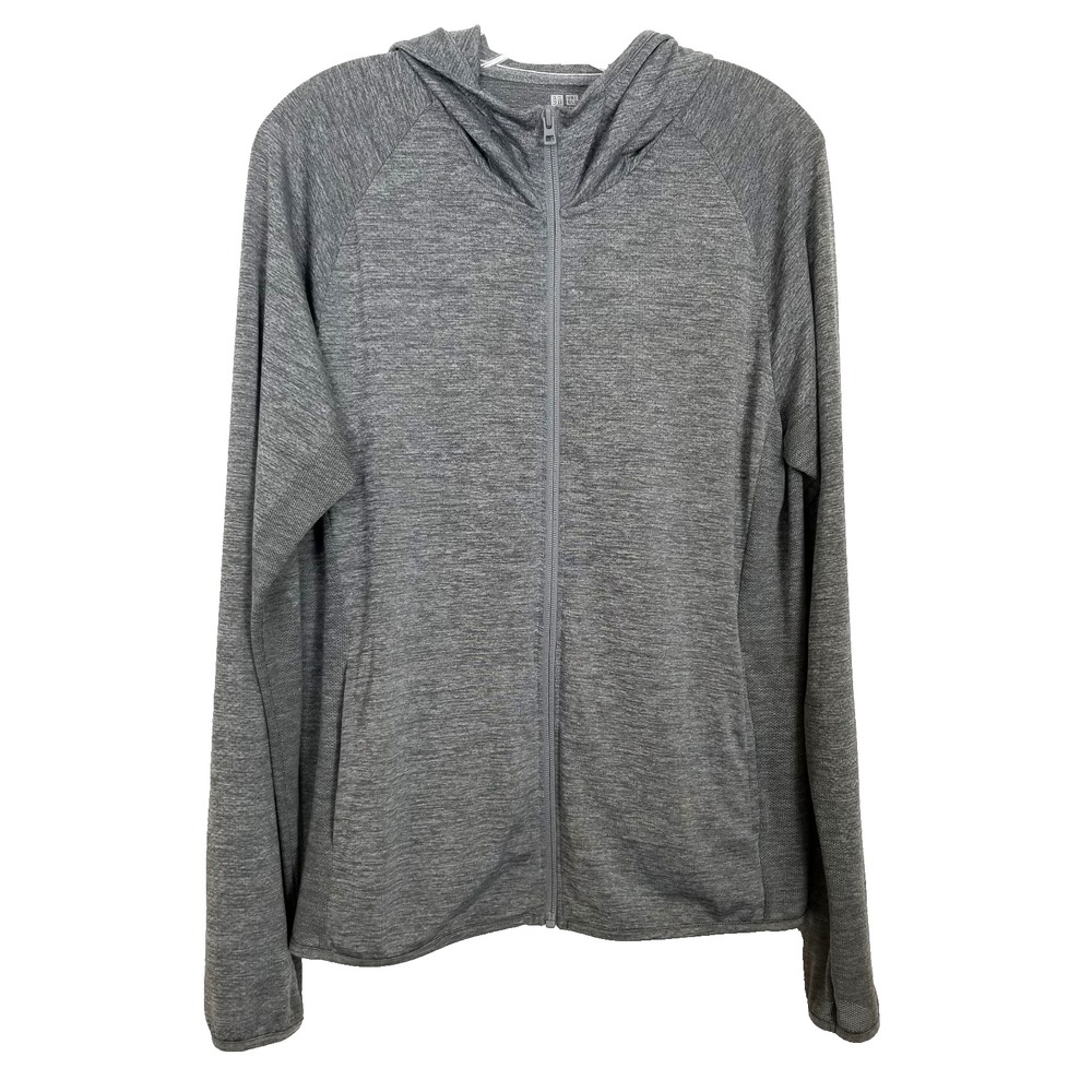 Uniqlo Women DRY-EX UV Protection Full-Zip Hoodie Sz M Gray Lightweight Outdoor